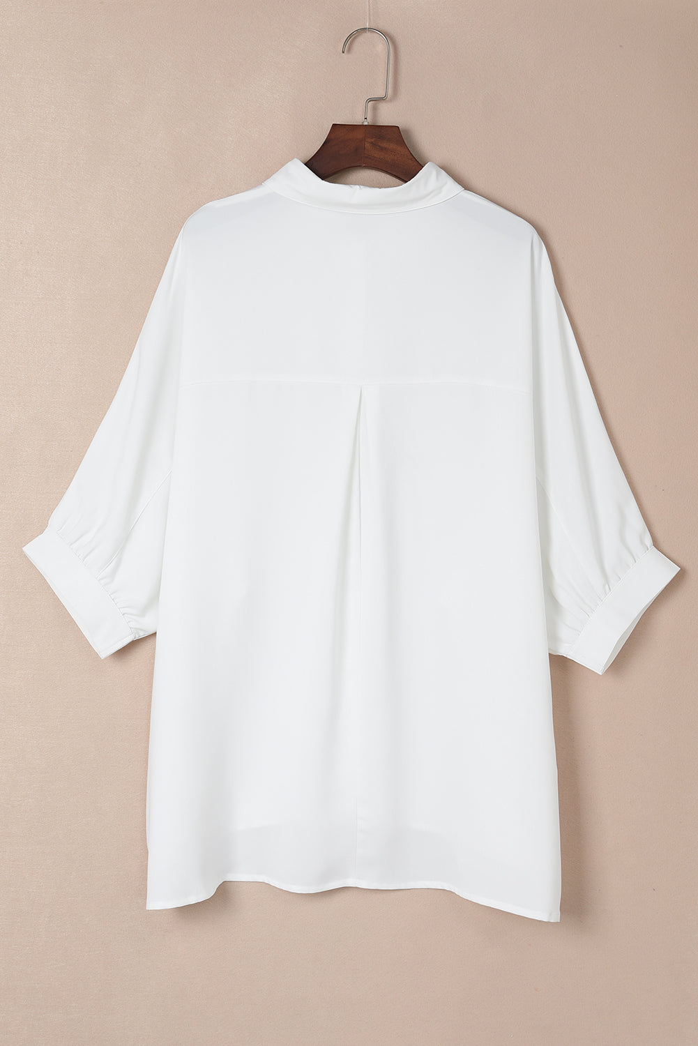 White 3/4 Puff Sleeve Oversize Shirt