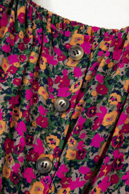 Rose Boho Frilled Straps Floral Tank Top