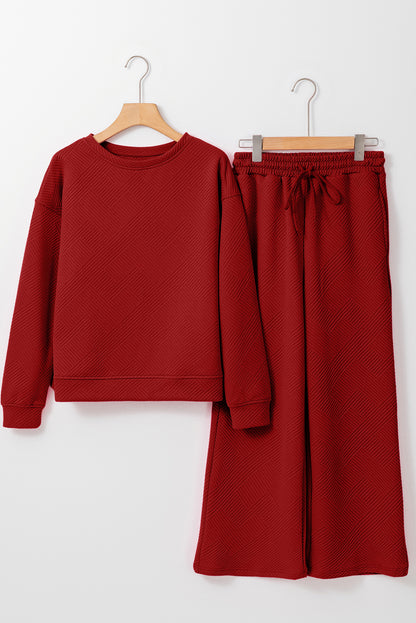 Red Dahlia – Ultra lockeres, strukturiertes, 2-teiliges Slouchy-Outfit