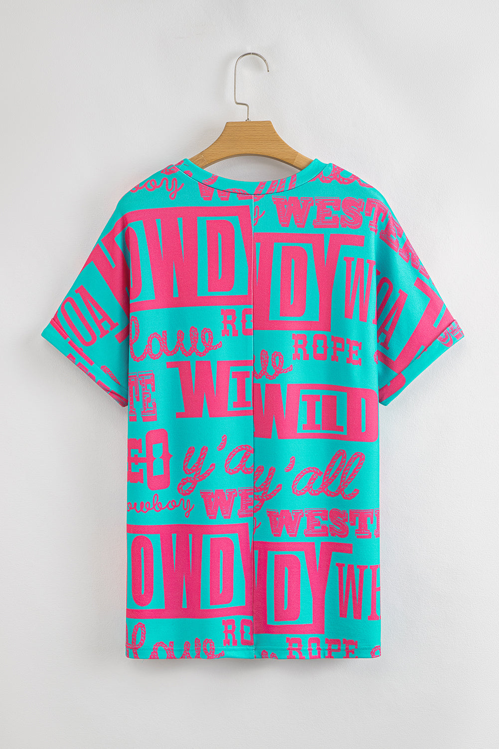 Grünes Howdy Cowboy-T-Shirt mit Buchstaben-Print im Western-Stil