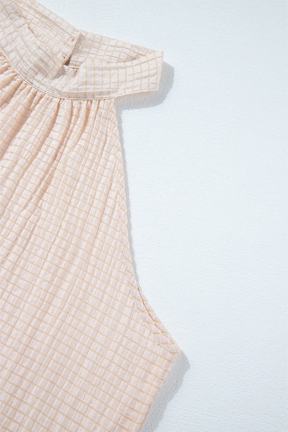 Apricot Halter Button Keyhole Back Textured Sleeveless Top