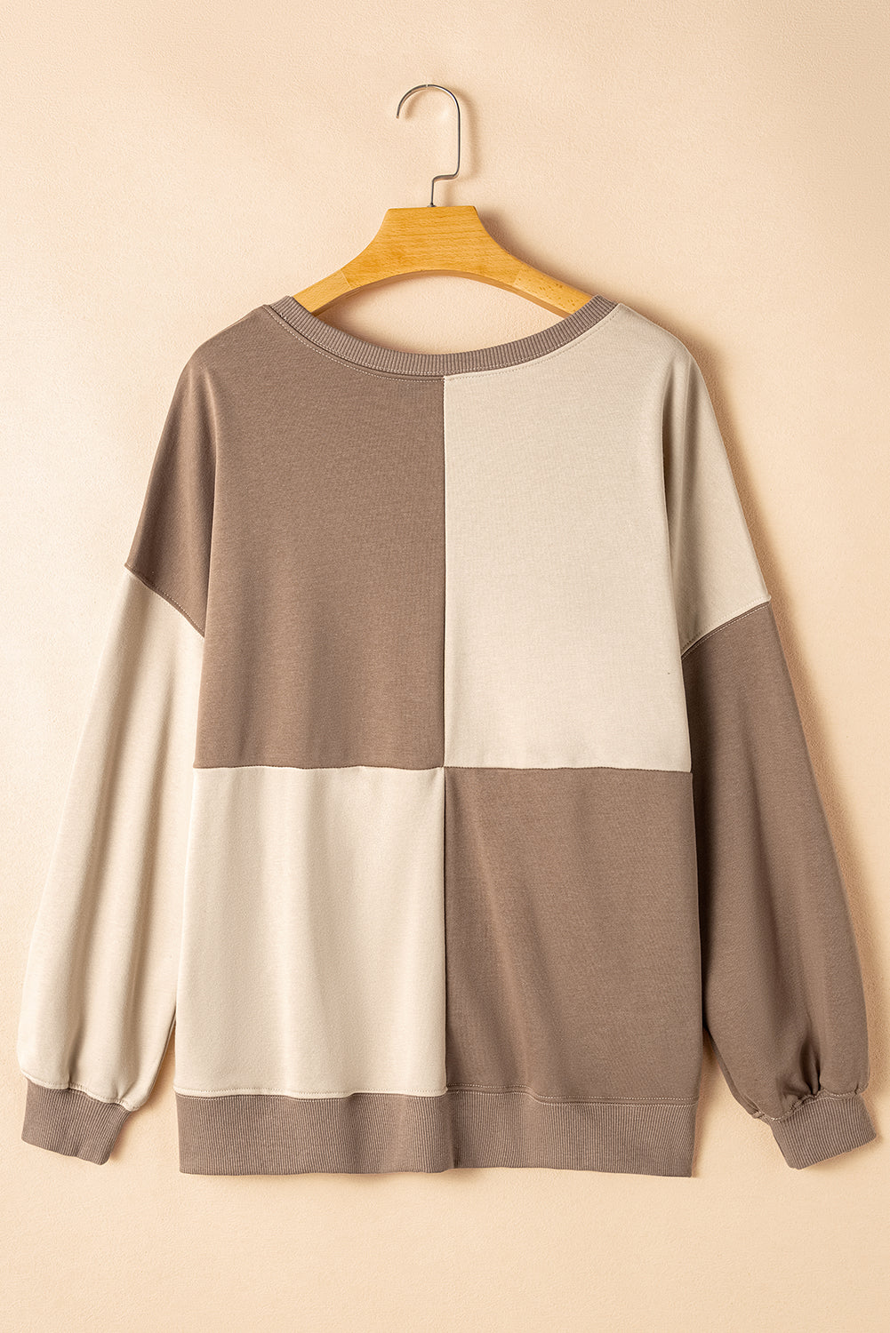 Parchment – Henley-Sweatshirt mit Farbblockdesign und hohem Bund in Übergröße