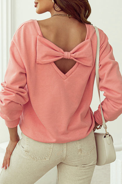 Hellbraunes Sweatshirt mit Rundhalsausschnitt und Schleife