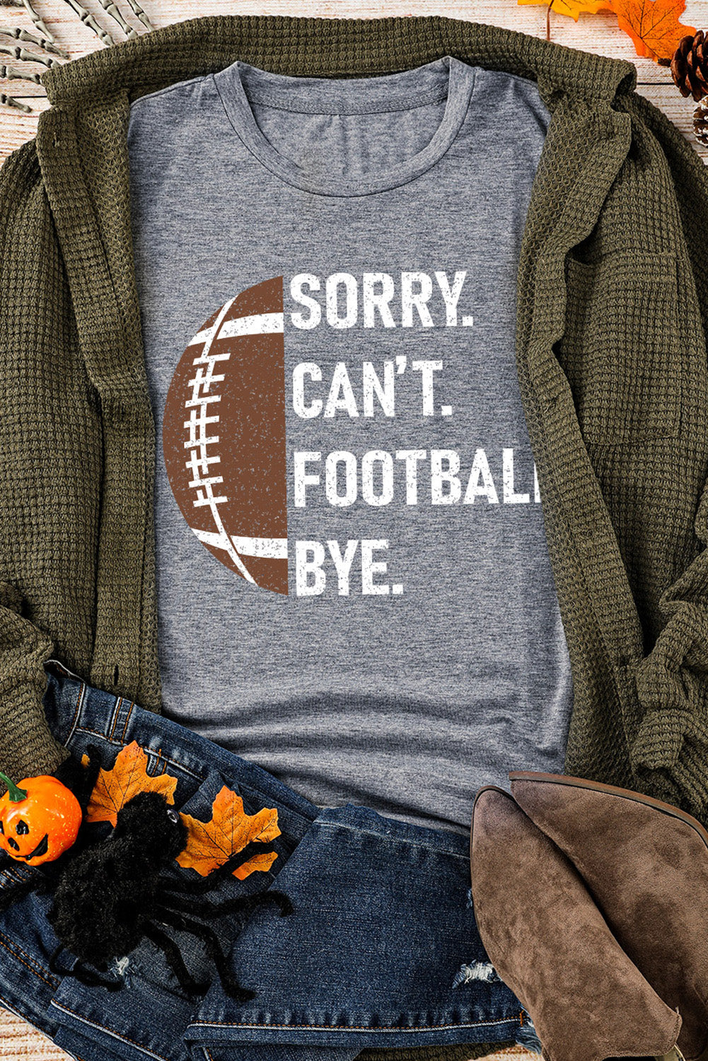 Graues lässiges T-Shirt mit American-Football-Grafik