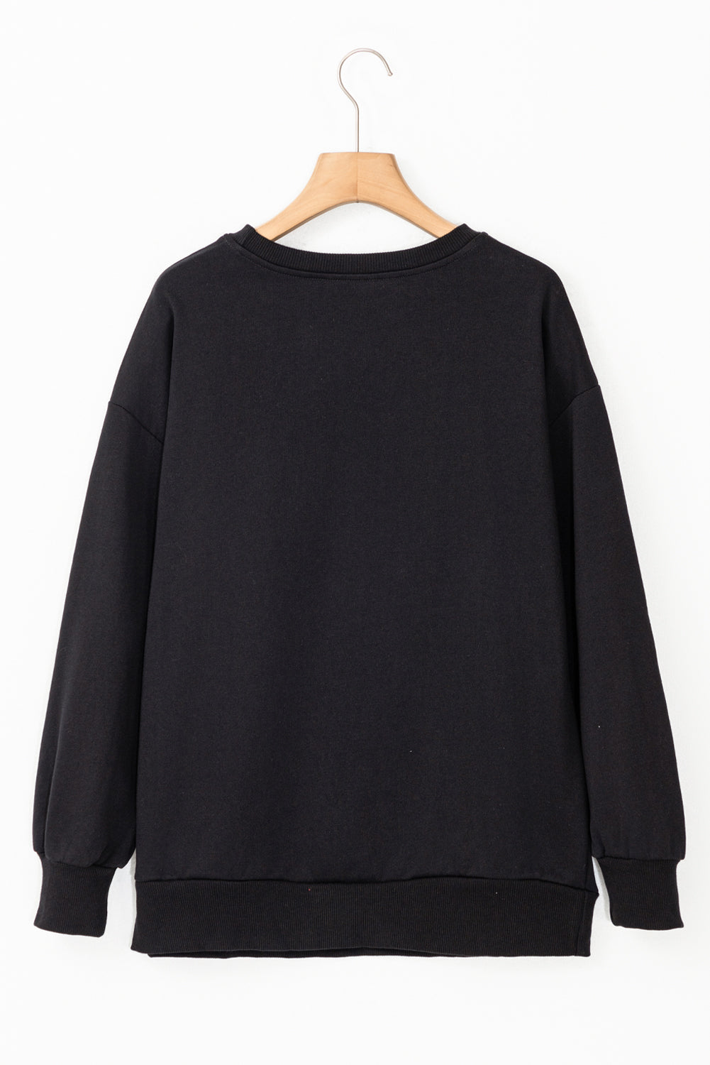 Schwarzes Lametta-Sweatshirt mit Game Day-Grafik und überschnittener Schulter