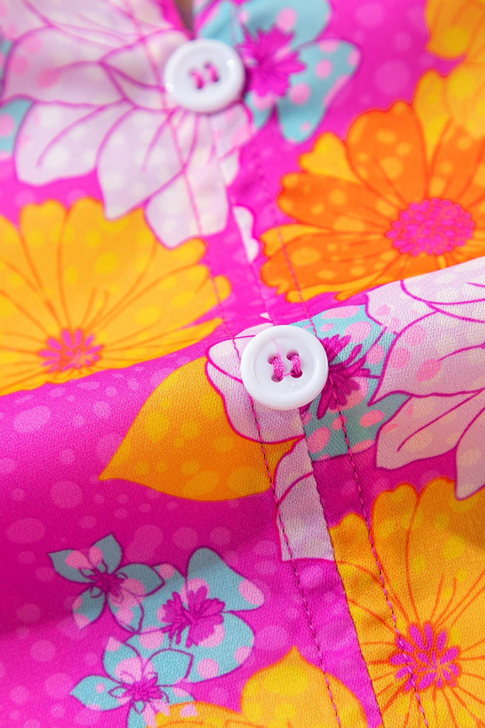 Bluse mit Volantärmeln und Reverskragen und Rosen-Blumendruck