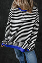 Oversize-Pullover mit Kontrastbesatz und schwarzen Streifen