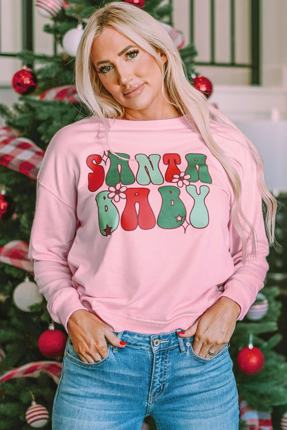 Rosa SANTA BABY Süßes Sweatshirt mit Blumengrafik