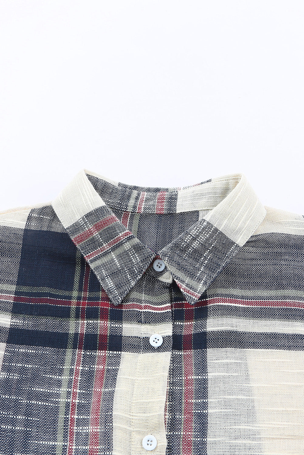Blaues, kariertes Hemd mit Used-Look und Raw Edge-Muster