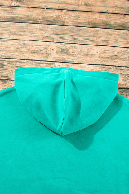 Aruba Blauer, lockerer Hoodie mit Fleecefutter und Kängurutaschen mit halbem Reißverschluss