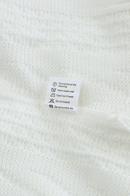 White Cowl Neck Textured Sweatshirt