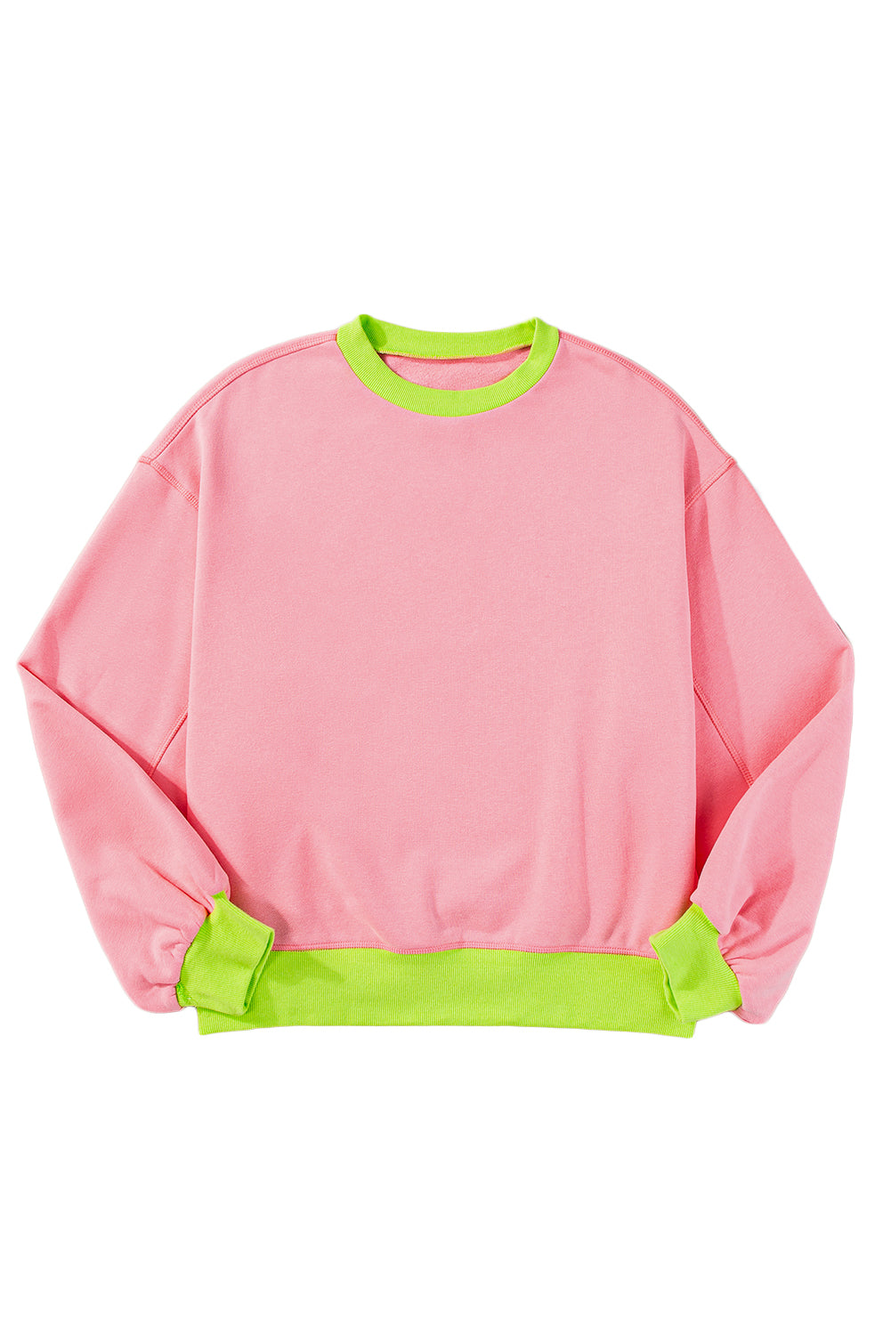 Rosa Sweatshirt mit Farbblock-Muster und Puffärmeln