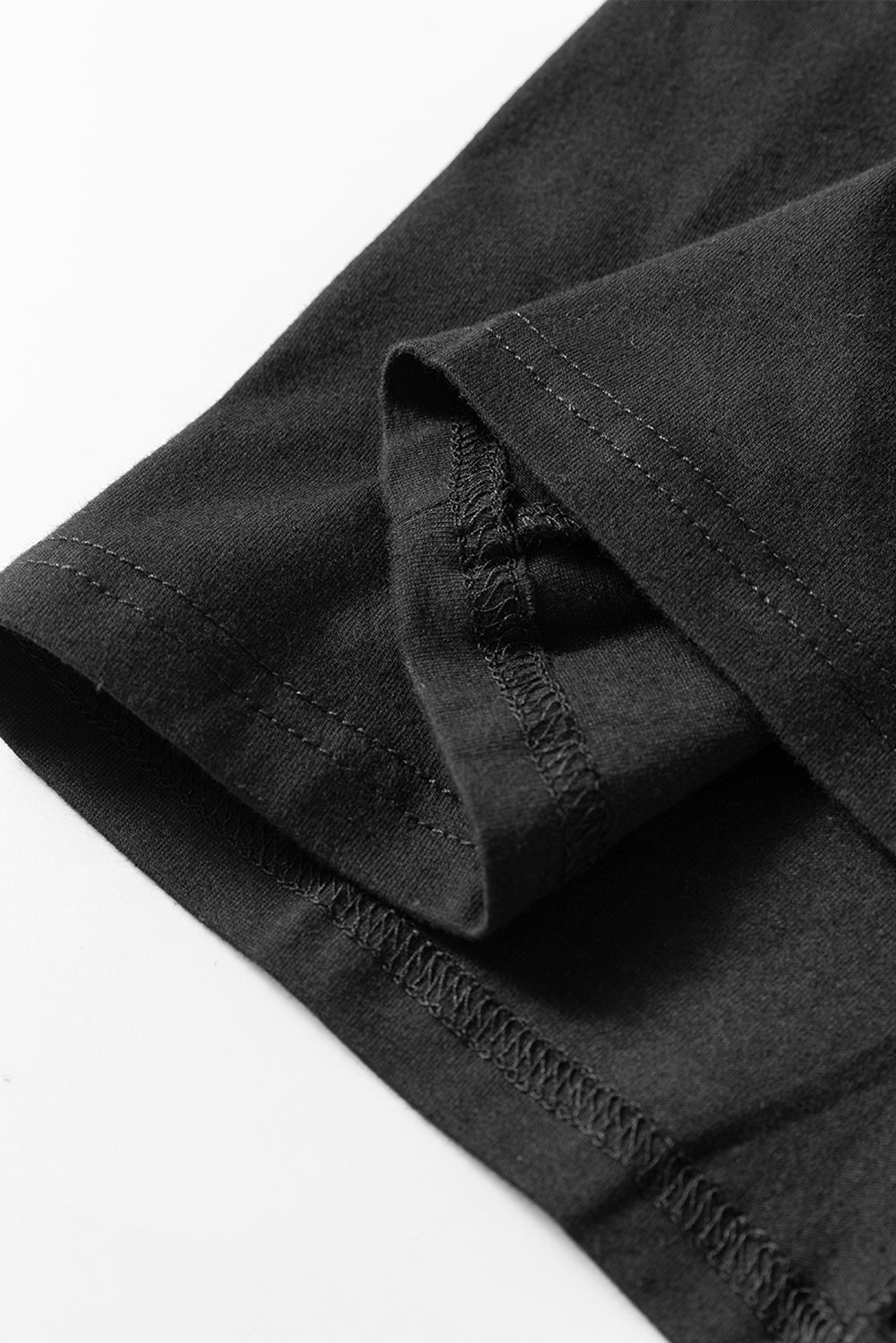 Schwarzes, einfarbiges Basic-Tunika-T-Shirt mit Rundhalsausschnitt