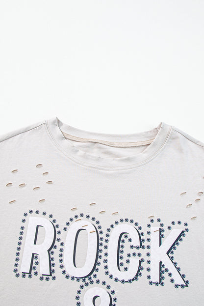 Graues Vintage-T-Shirt mit Rock &amp; Roll-Grafik