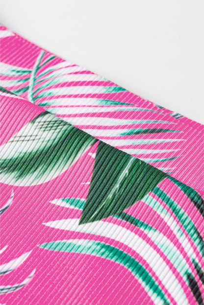 Strukturiertes Bikinihöschen mit tropischem Print in Rose