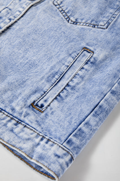 Beau Blue – Jeansjacke mit verwaschenen Pattentaschen im Vintage-Stil