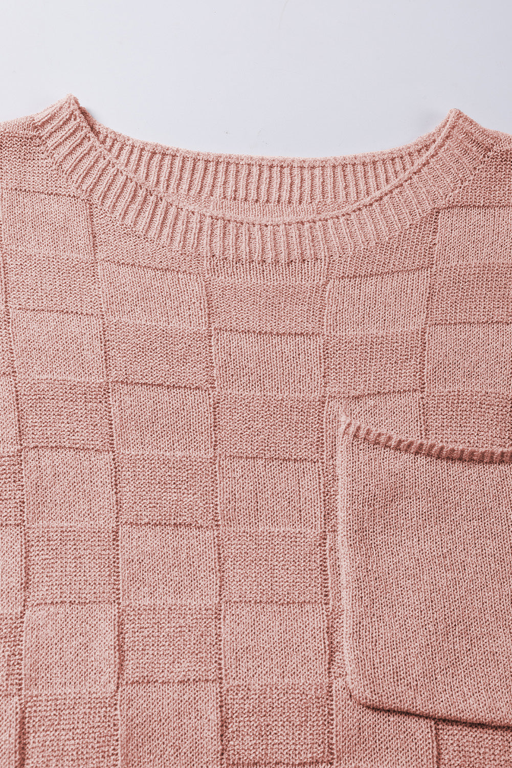Staubrosa Strickpullover mit Gitterstruktur und kurzen Ärmeln