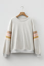 Light Grey Multicolored Striped Patchwork Drop Shoulder Sweatshirt