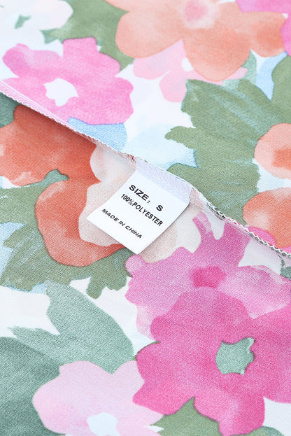 Schulterfreie Bluse mit Blumenmuster und Rüschen