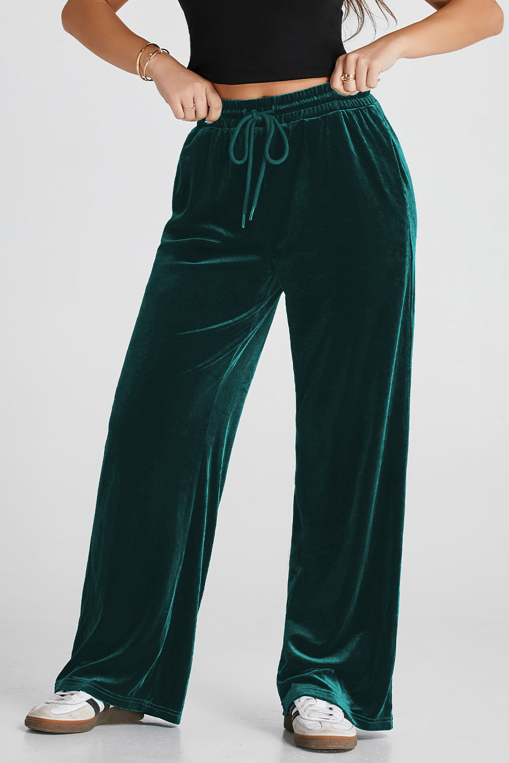 Evergreen Solid Hose mit weitem Bein und Kordelzug in der Taille