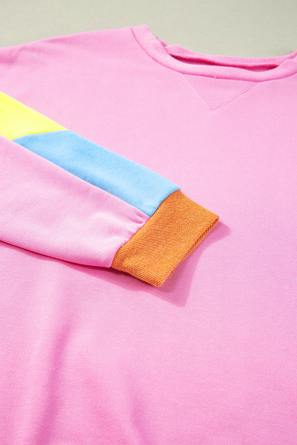 Pinkes French-Terry-Oberteil mit Farbblockdesign und Candy-Muster
