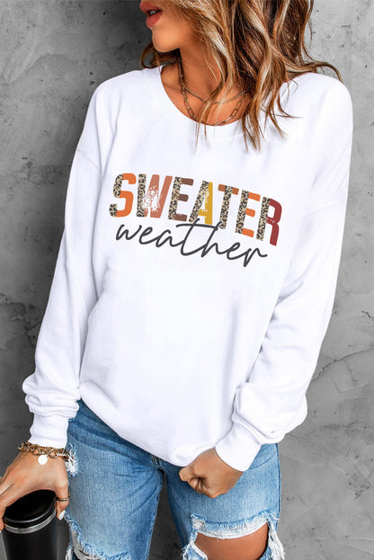 Weißes Sweatshirt mit Monogramm „Weather“