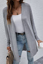 Leichte Strickjacke mit hoher Taille und offener Vorderseite in Volltonfarbe