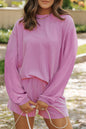 Phalaenopsis Set aus langärmligem Strickoberteil und Shorts mit hoher Taille