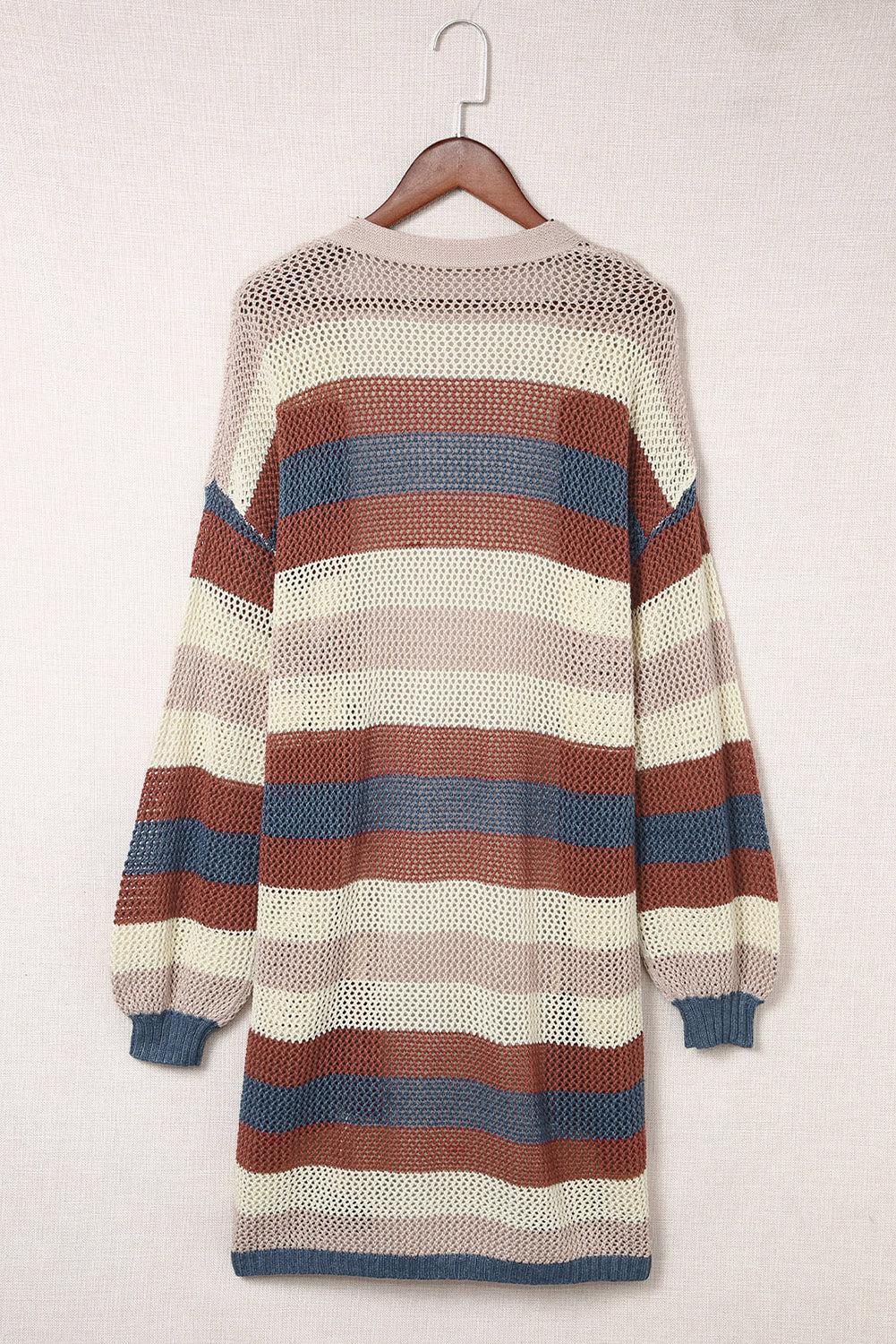 Blau gestreifte Strickjacke mit Farbblockdesign