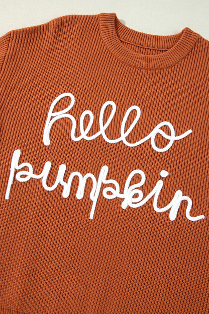 Pullover mit Flamingo- und Kürbis-Grafik