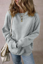 Hellgraues, einfarbiges, lockeres Fleece-Sweatshirt mit Rundhalsausschnitt