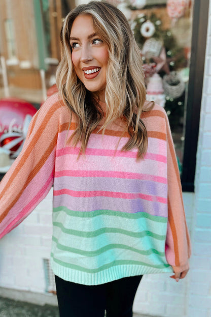 Mehrfarbiger, lässiger Pullover mit Farbverlauf und geripptem Rand