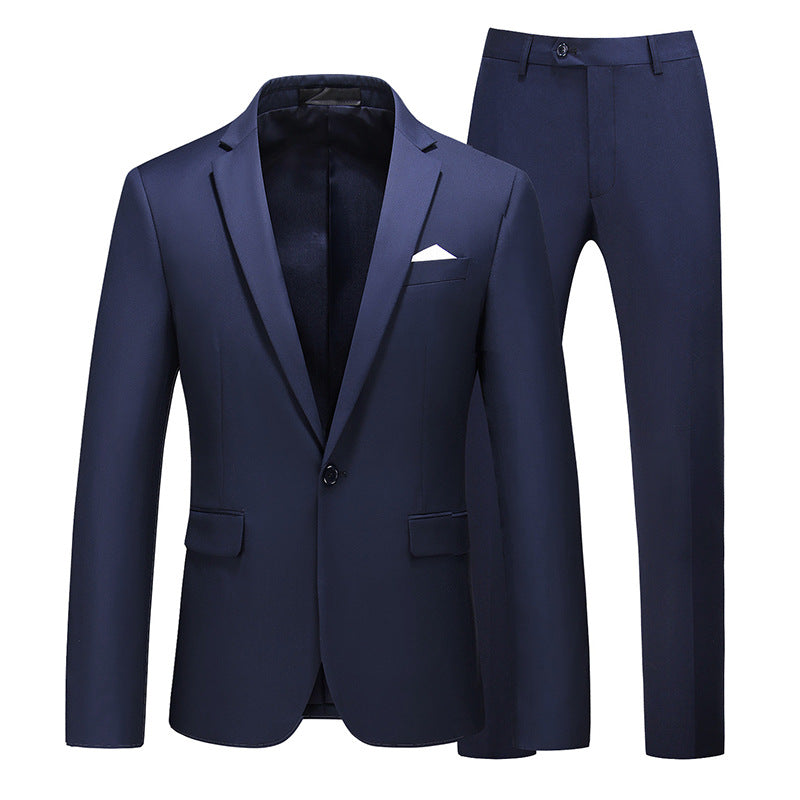 Multi-Color Two-piece Suit Men's Solid Color Slim Fit