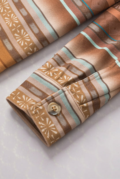 Braune Fleecejacke mit Western-Print