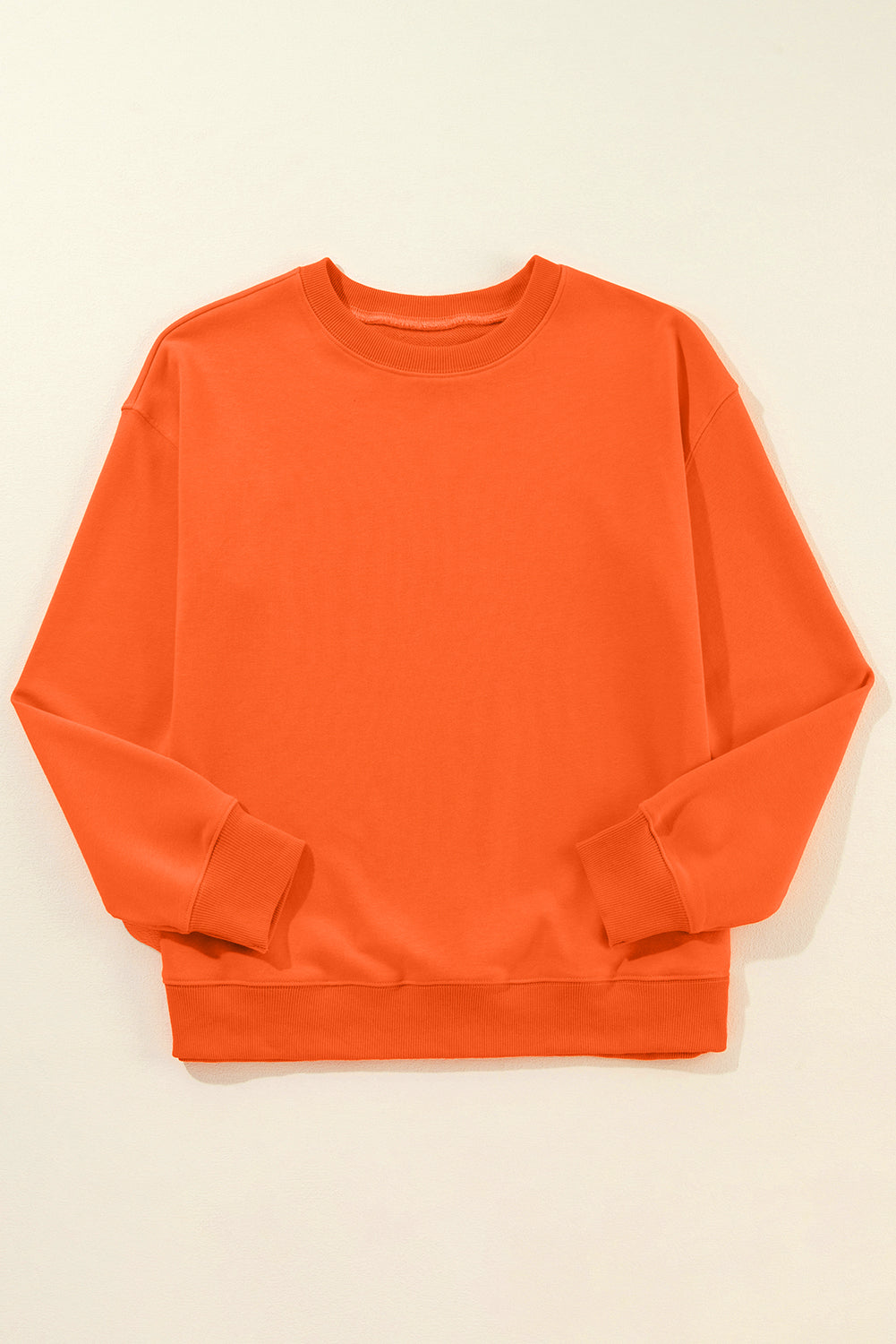 Orangefarbenes, einfarbiges, klassisches Sweatshirt mit Rundhalsausschnitt
