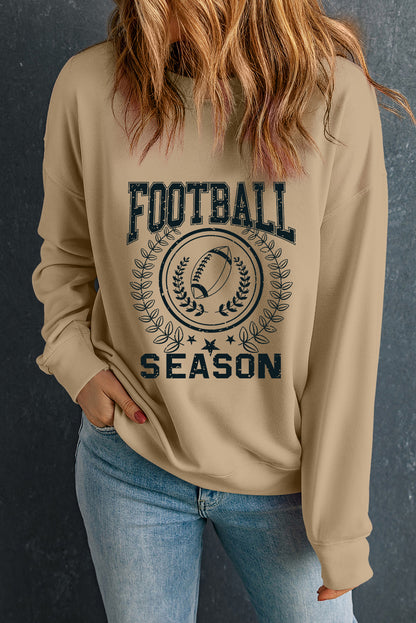 Khakifarbenes Rugby-Sweatshirt mit Grafik für den Spieltag