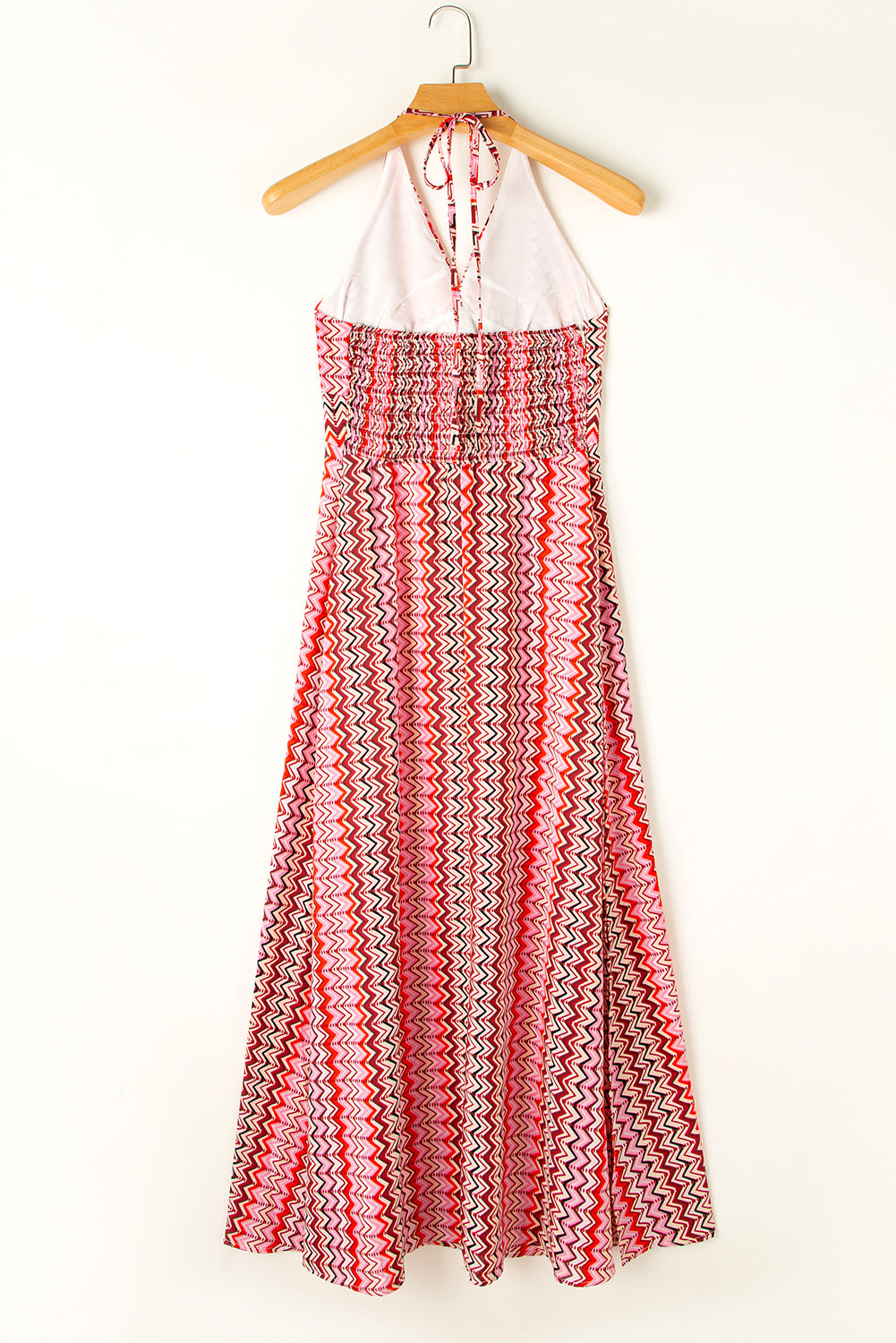 Rotes Neckholder-Maxikleid mit Tribal-Boho-Print