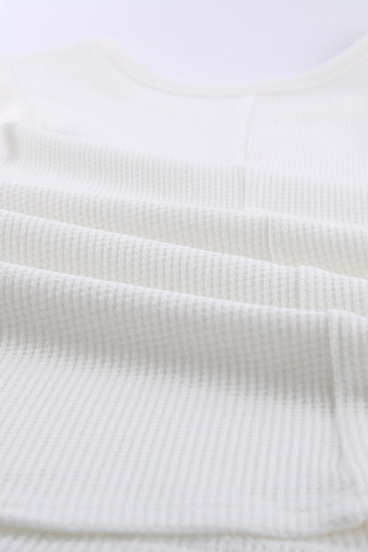 White Crew Neck Waffle Tank Top