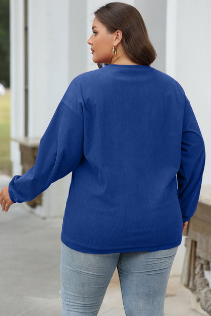 Dunkelblaues Oversize-Sweatshirt aus geripptem Cord