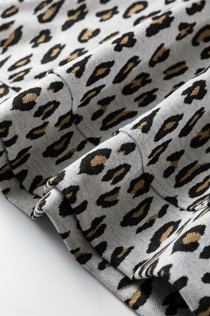 Beige Leopard Print Casual Tee and Pants 2pcs Outfit