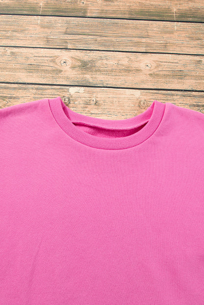 Bonbon – Einfarbiges Sweatshirt mit Fleecefutter und überschnittener Schulterpartie und hohem Bund
