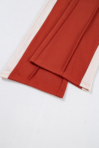 Flamingo-Hose mit Farbblock und Kordelzug, hoher Taille und weitem Bein