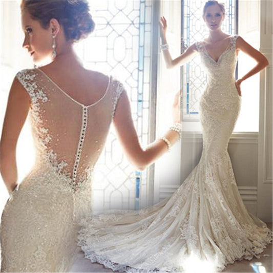 Sexy Halter Brigade Shooting Mermaid Tail Light Wedding Dress