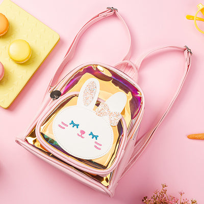 Kindergarten School Bag Colorful Transparent Laser Cute Cartoon Rabbit Children Backpack