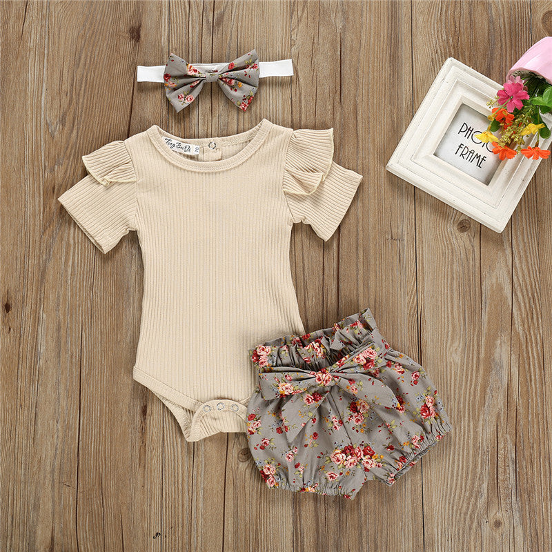Adorable Floral Princess Romper Dress Set for Baby Girls