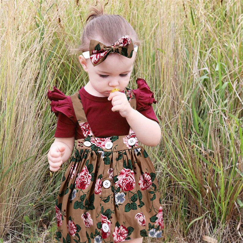 Adorable Floral Princess Romper Dress Set for Baby Girls