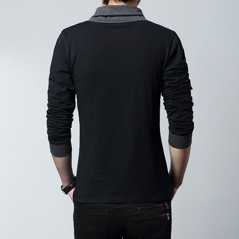 New Spring and Autumn Men's Long-Sleeved t-Shirt Men's Clothes V-Neck