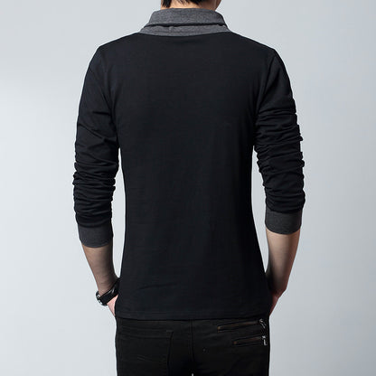 New Spring and Autumn Men's Long-Sleeved t-Shirt Men's Clothes V-Neck