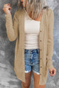 Einfarbige Strickjacke mit offener Vorderseite und Knöpfen