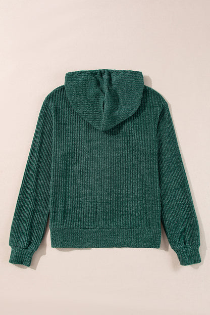 Evergreen – Gerippter Hoodie mit Reißverschluss vorne und Kordelzug